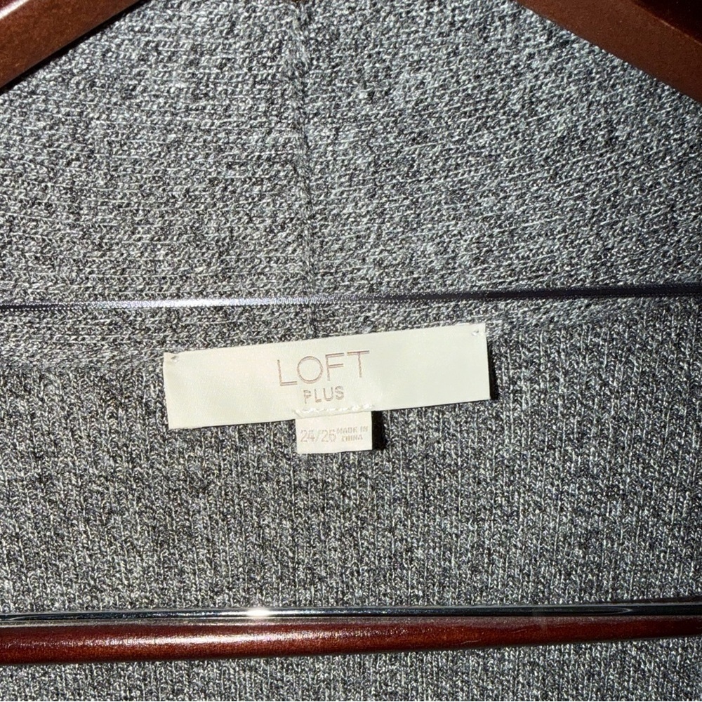 LOFT Plus Gray Open Front Longline Cardigan Sweater 24/26 - Picture 2 of 9